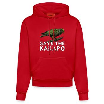 Sauver le Kakapo Nouvelle-Zélande - Sweat à capuche bio ajusté fabriqué en UE - rouge - Devant