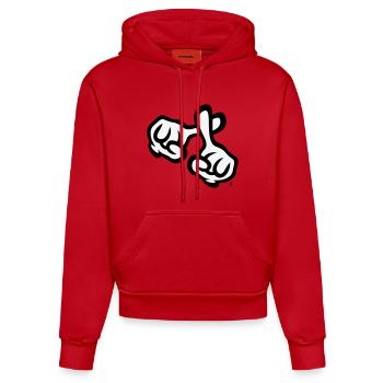 Croisons les doigts (mains / croix / Bible / religion, 2C) - Sweat à capuche bio ajusté fabriqué en UE - rouge - Devant