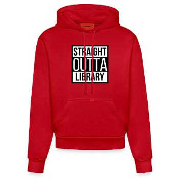 From the library shirt for Booknerds - Organic Fitted Hoodie Made in EU - red - Front