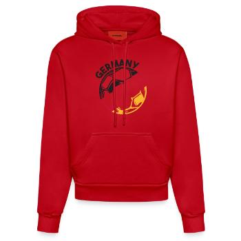 Football allemand - Sweat à capuche bio ajusté fabriqué en UE - rouge - Devant