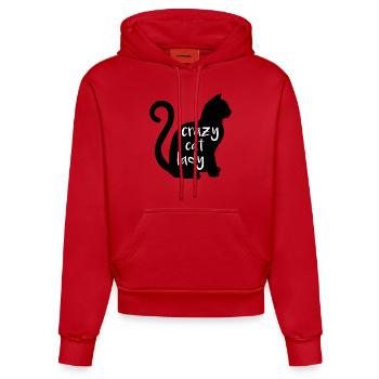 Dame de chat fou - Sweat à capuche bio ajusté fabriqué en UE - rouge - Devant