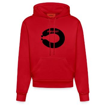 Fleischwurst Geschenk Geschenkidee Idee - Organic Fitted Hoodie Made in EU - Rot - Vorne