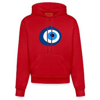 Œil turc Nazar - Sweat à capuche bio ajusté fabriqué en UE - rouge - Devant