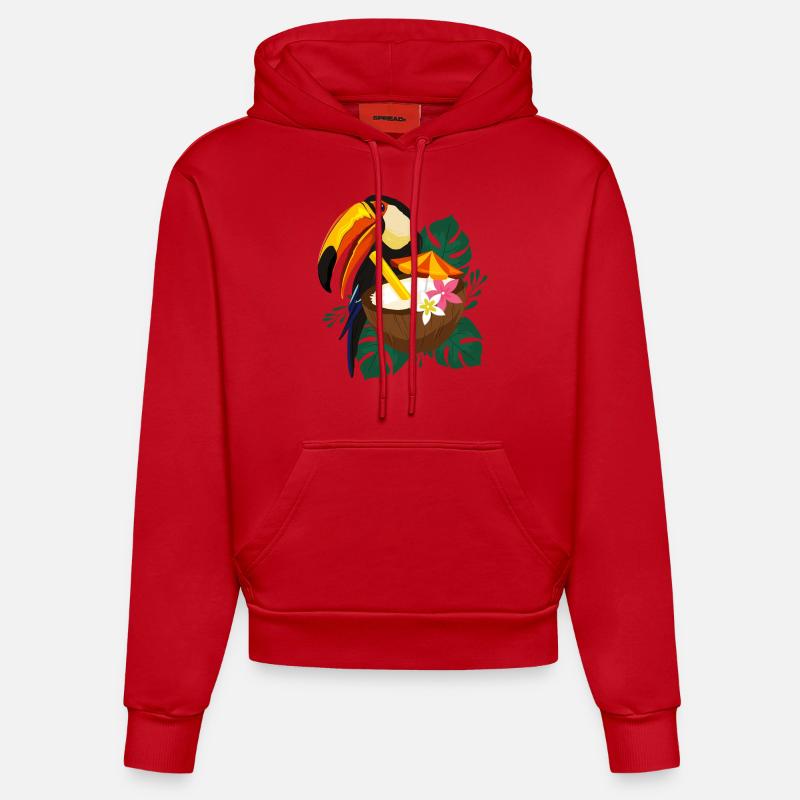 toucan - Sweat à capuche bio ajusté fabriqué en UE - rouge