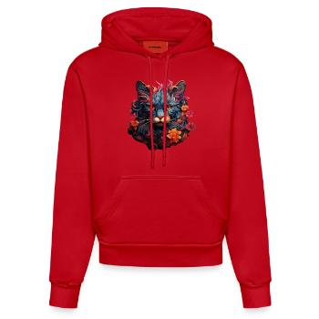 Katze - Organic Fitted Hoodie Made in EU - Rot - Vorne