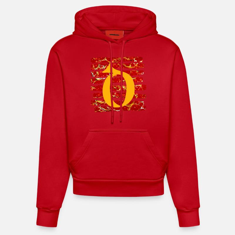 stripes e 232 d - Organic Fitted Hoodie Made in EU - red