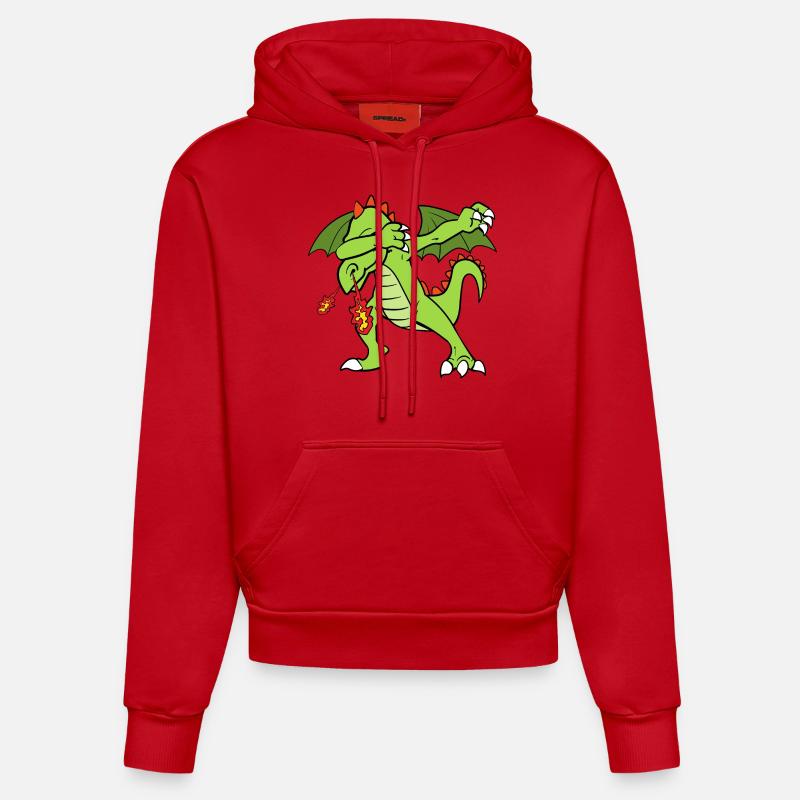 Dabbing Dab Dragon - Sweat à capuche bio ajusté fabriqué en UE - rouge