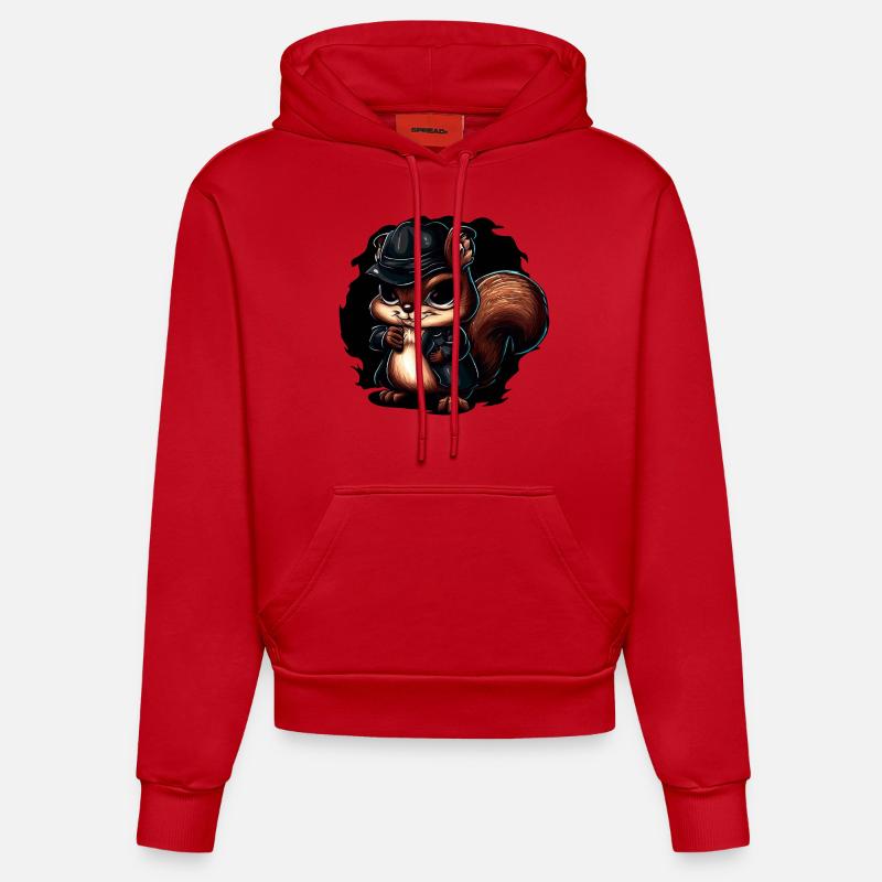 Conception cool d’écureuil gangster - Sweat à capuche bio ajusté fabriqué en UE - rouge
