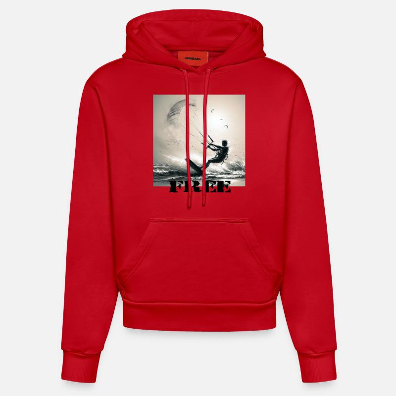 Kitesurf - Sweat à capuche bio ajusté fabriqué en UE - rouge