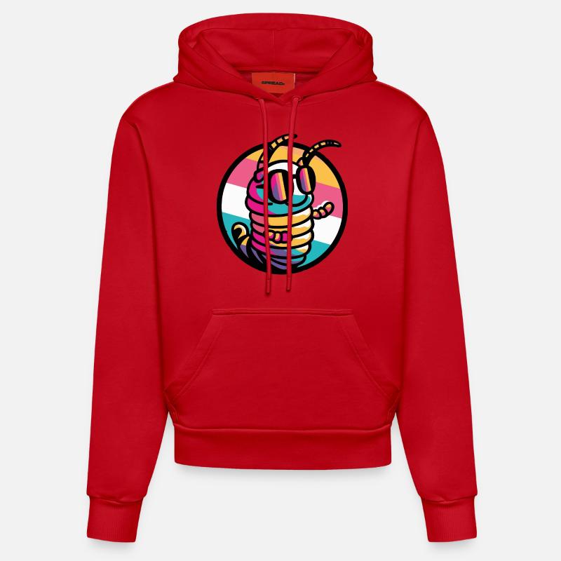Wurm Bande dessinée cool - Sweat à capuche bio ajusté fabriqué en UE - rouge