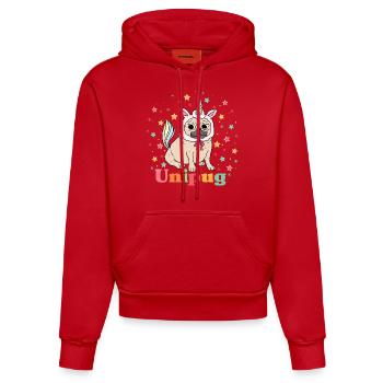 Unipug-Grafik - Organic Fitted Hoodie Made in EU - Rot - Vorne