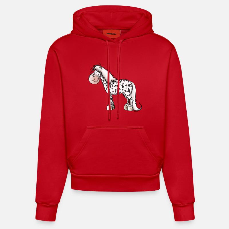 Robe tachetée du cheval - Sweat à capuche bio ajusté fabriqué en UE - rouge