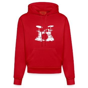 Drumset Sketch - Organic Fitted Hoodie Made in EU - red - Front