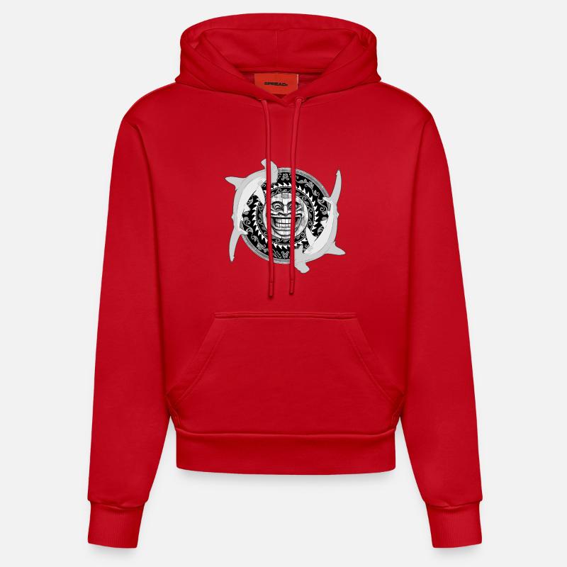 Tiki Requin Marteau - Sweat à capuche bio ajusté fabriqué en UE - rouge
