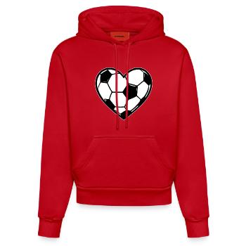 Herzball Fußball-Liebe - Organic Fitted Hoodie Made in EU - Rot - Vorne