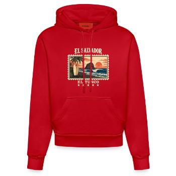 El Salvador El Tunco Vintage Reisemarke - Organic Fitted Hoodie Made in EU - Rot - Vorne