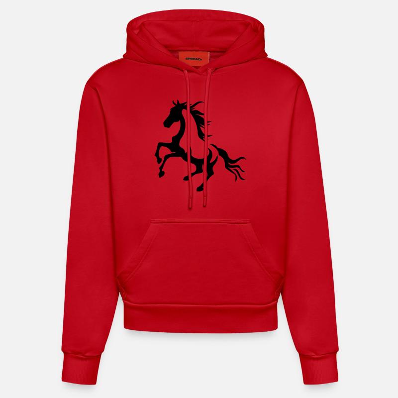 Cheval Équitation Équitation - Sweat à capuche bio ajusté fabriqué en UE - rouge