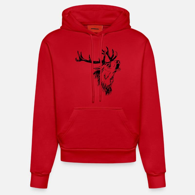 Cerf - Sweat à capuche bio ajusté fabriqué en UE - rouge