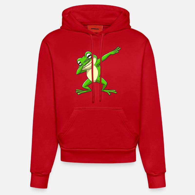 Cool Frog Dabbing Pose Tendance - Sweat à capuche bio ajusté fabriqué en UE - rouge