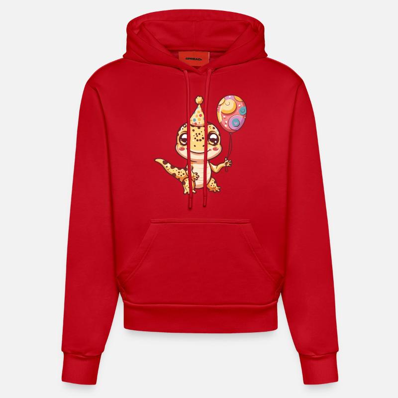 Lézard Anniversaire Bébé - Sweat à capuche bio ajusté fabriqué en UE - rouge