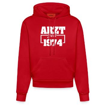 19 - Organic Fitted Hoodie Made in EU - Rot - Vorne
