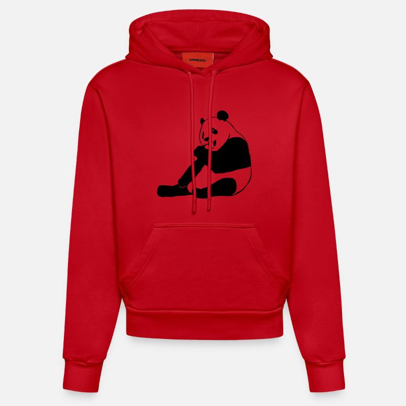 ours panda, ours, image ours - Sweat à capuche bio ajusté fabriqué en UE - rouge