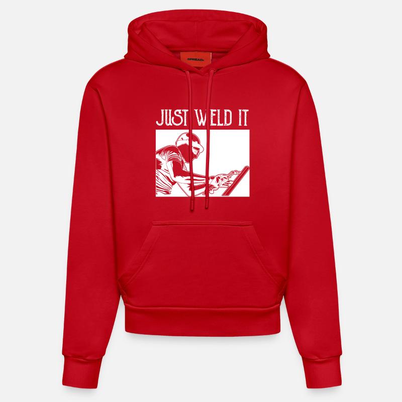 Il suffit de le souder - Sweat à capuche bio ajusté fabriqué en UE - rouge