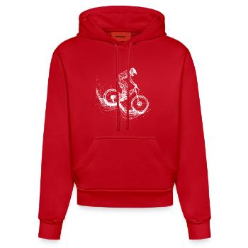 Mountain Biking Drawing - Organic Fitted Hoodie Made in EU - red - Front