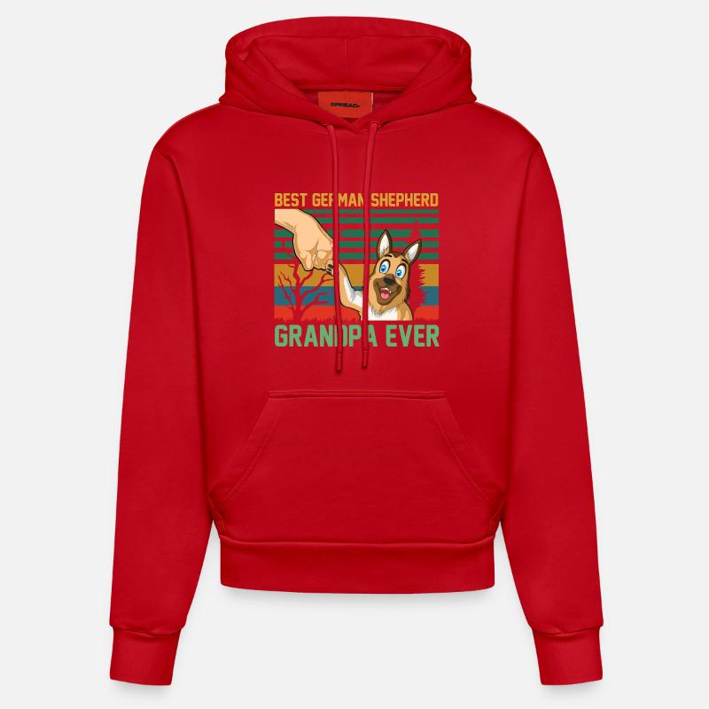 Berger Allemand Papi - Sweat à capuche bio ajusté fabriqué en UE - rouge