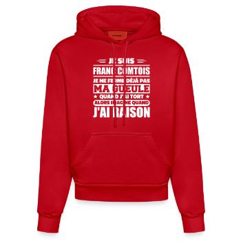 Franc comtois I don't shut my mouth frank comté - Organic Fitted Hoodie Made in EU - red - Front