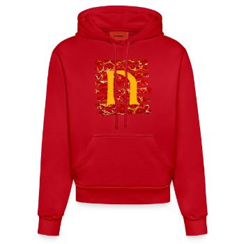 Bande E 232 N - Sweat à capuche bio ajusté fabriqué en UE - rouge - Devant
