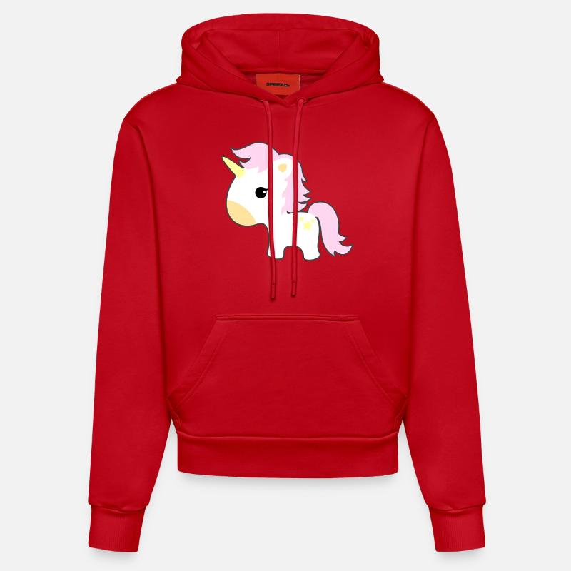 licorne - Sweat à capuche bio ajusté fabriqué en UE - rouge