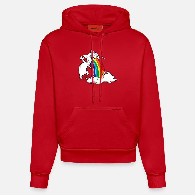 Regenbogenkotze chat - Sweat à capuche bio ajusté fabriqué en UE - rouge