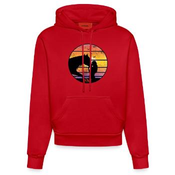 Amour du cheval - Amour pour le cheval - Sweat à capuche bio ajusté fabriqué en UE - rouge - Devant