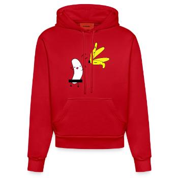 Banana - banana naked - nackte Banane - striptease - Organic Fitted Hoodie Made in EU - Rot - Vorne