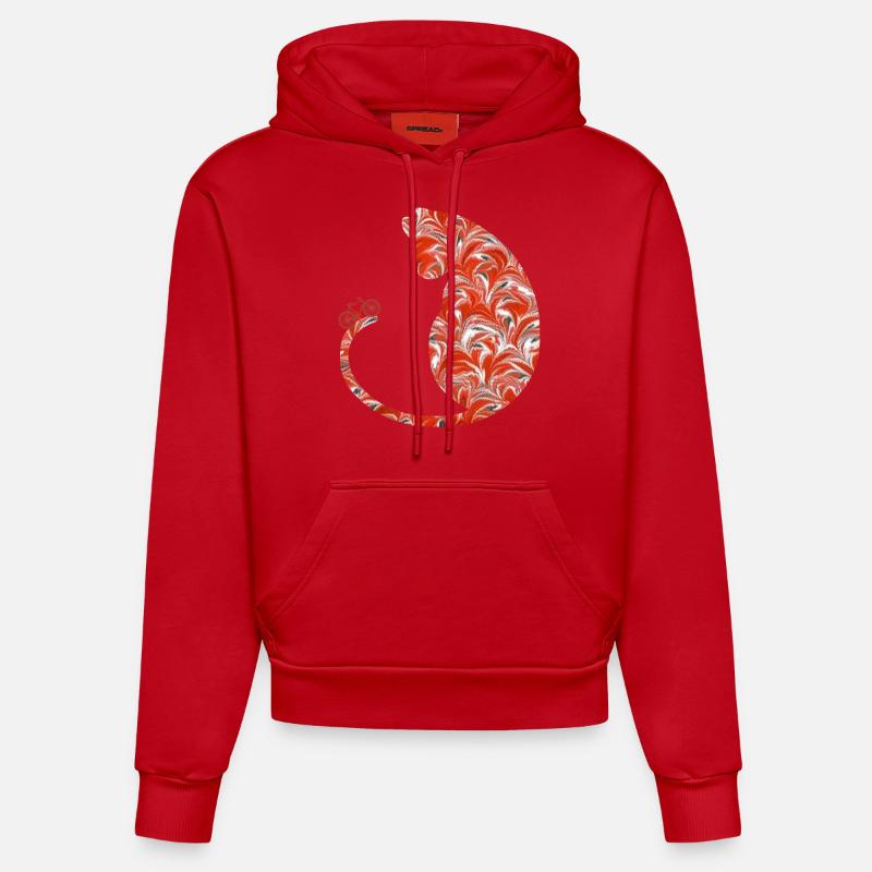 chat à vélo e 231 - Sweat à capuche bio ajusté fabriqué en UE - rouge