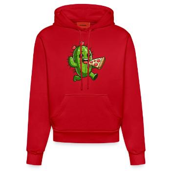 Cute Cactus Pizza Heart Comic - Organic Fitted Hoodie Made in EU - red - Front