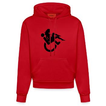 Wheelchair user with lady on lap # - Organic Fitted Hoodie Made in EU - red - Front
