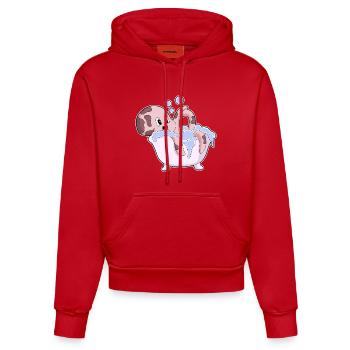 Krake Baden Badewanne - Organic Fitted Hoodie Made in EU - Rot - Vorne