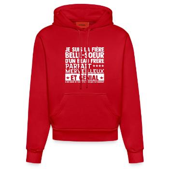 Cadeau Belle Soeur Beau Frère Humour Drôle Noël - Sweat à capuche bio ajusté fabriqué en UE - rouge - Devant