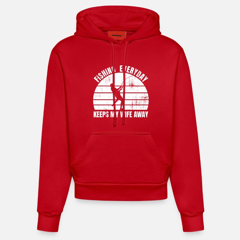 Blague du pêcheur - Sweat à capuche bio ajusté fabriqué en UE - rouge