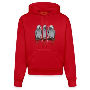 Graupapagei Papagei Papageibesitzer Papageihalter - Organic Fitted Hoodie Made in EU - Rot - Vorne