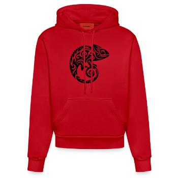 Scaly Creeper Disguise Chameleon Tattoo - Organic Fitted Hoodie Made in EU - red - Front