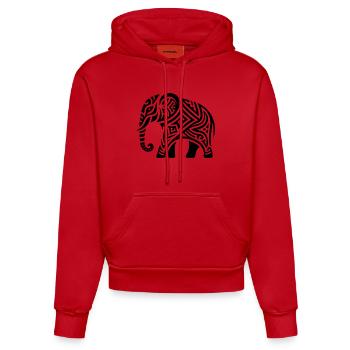 Elefanten Tribal Kunst Tattoo mit großen Ohren - Organic Fitted Hoodie Made in EU - Rot - Vorne
