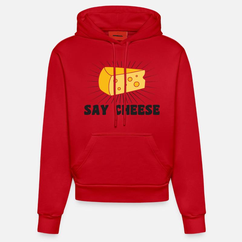 Dites fromage - Sweat à capuche bio ajusté fabriqué en UE - rouge