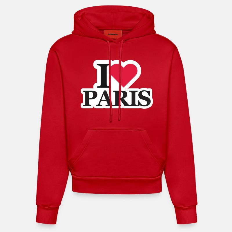 J’aime Paris - Sweat à capuche bio ajusté fabriqué en UE - rouge