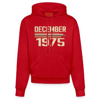 Décembre 1975 Vintage Rétro Anniversaire - Sweat à capuche bio ajusté fabriqué en UE - rouge - Devant