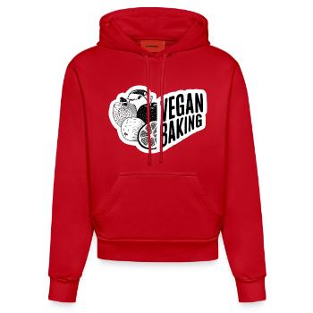 Vegan Baking Healthy Cuisine - Organic Fitted Hoodie Made in EU - red - Front