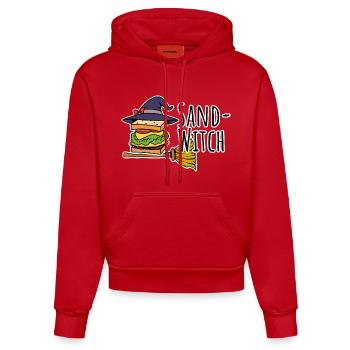 The Witch is a Sand Witch, Halloween Witches Bread! - Organic Fitted Hoodie Made in EU - red - Front