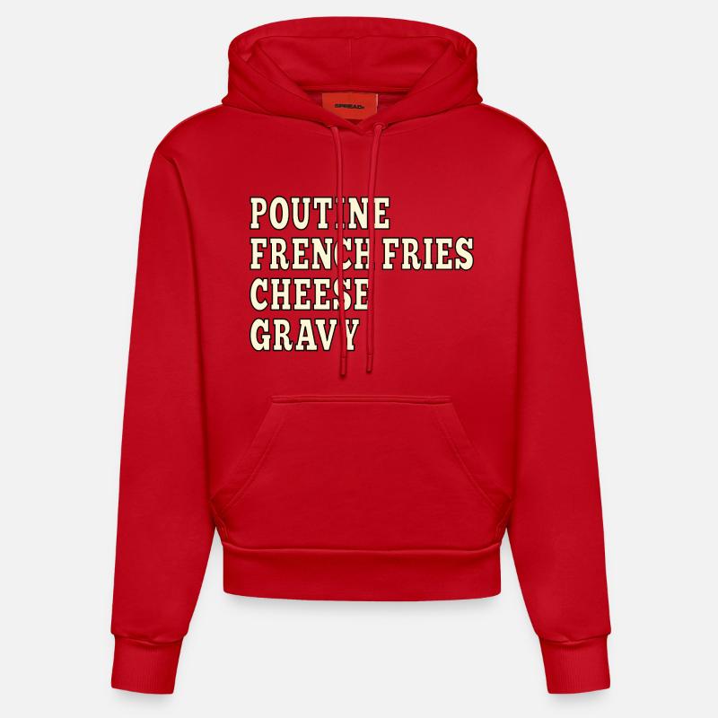 Poutine de restauration rapide canadienne - Sweat à capuche bio ajusté fabriqué en UE - rouge